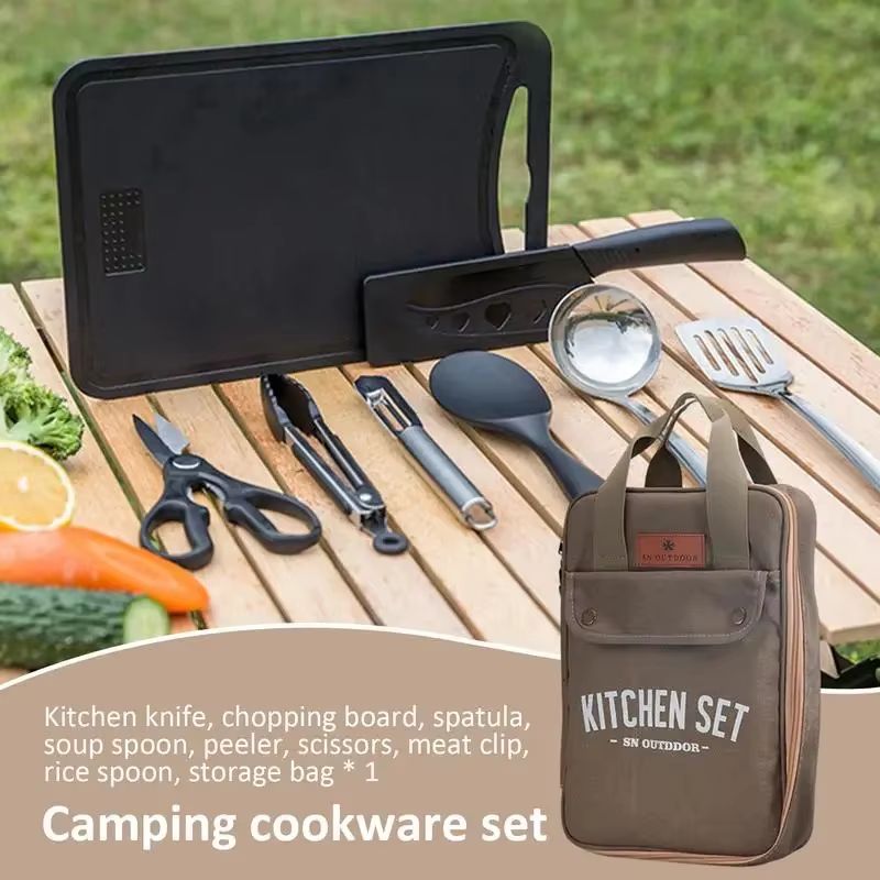 8pcs Camping Kitchen Cookware  - Camping Hiking Cooking recension och pris