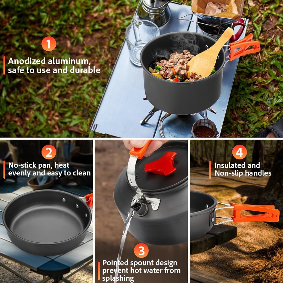 Camping Cookware Set: 35oz Non - Camping Hiking Cooking recension och pris