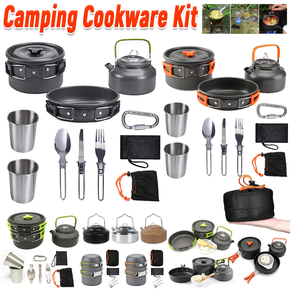 Camping Cookware Kit Kettle Po - Camping Hiking Cooking recension och pris